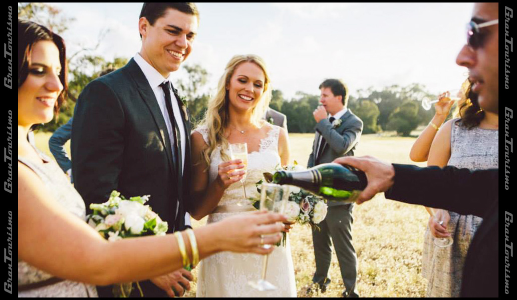 Pouring champagne during the photo session